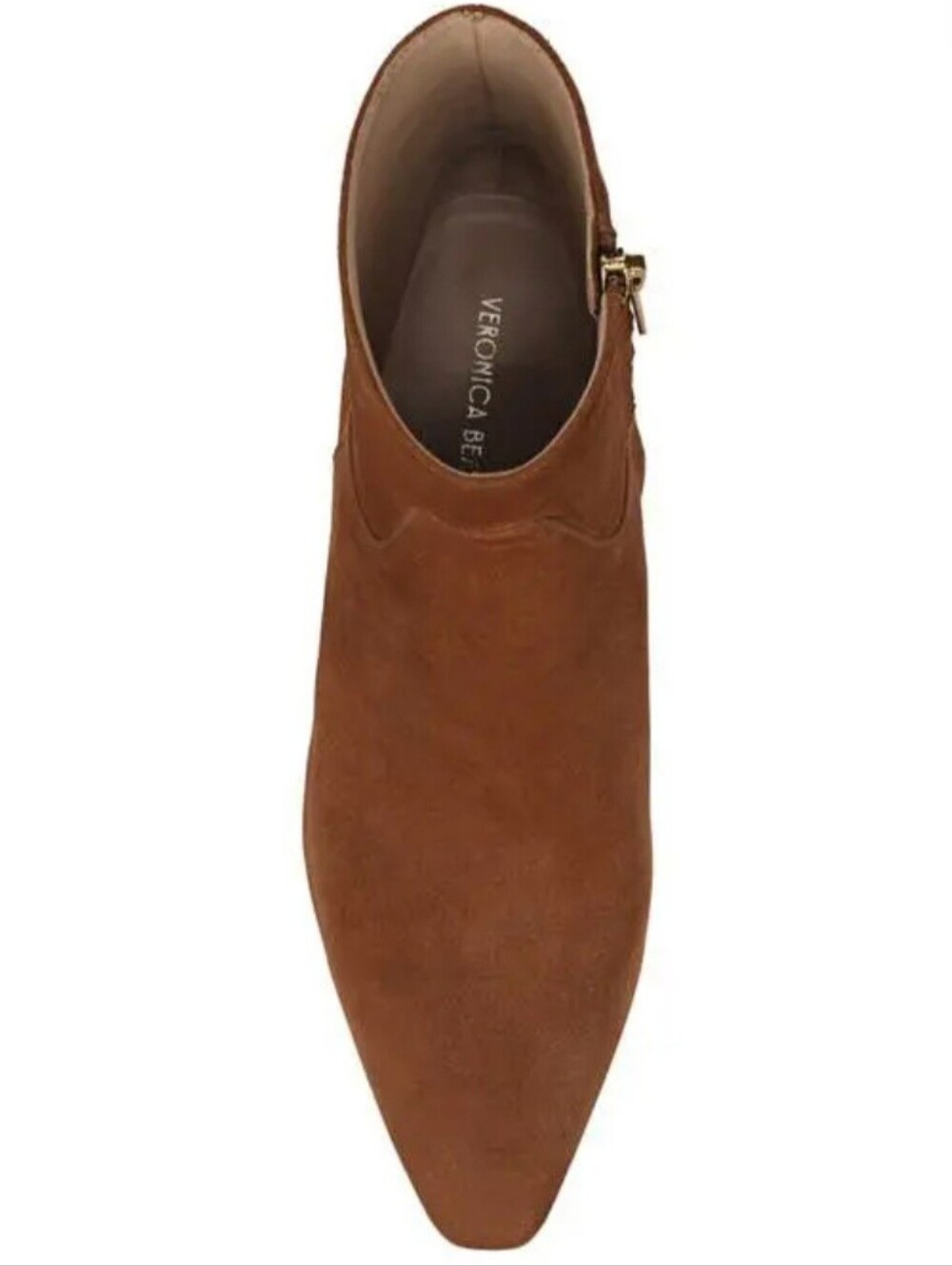 Veronica Beard Cognac Suede Pointed Ankle Boot